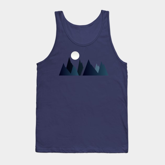 MOON AND MOUNTAINS, GEOMETRIC LANDSCAPE Tank Top by SAMUEL FORMAS